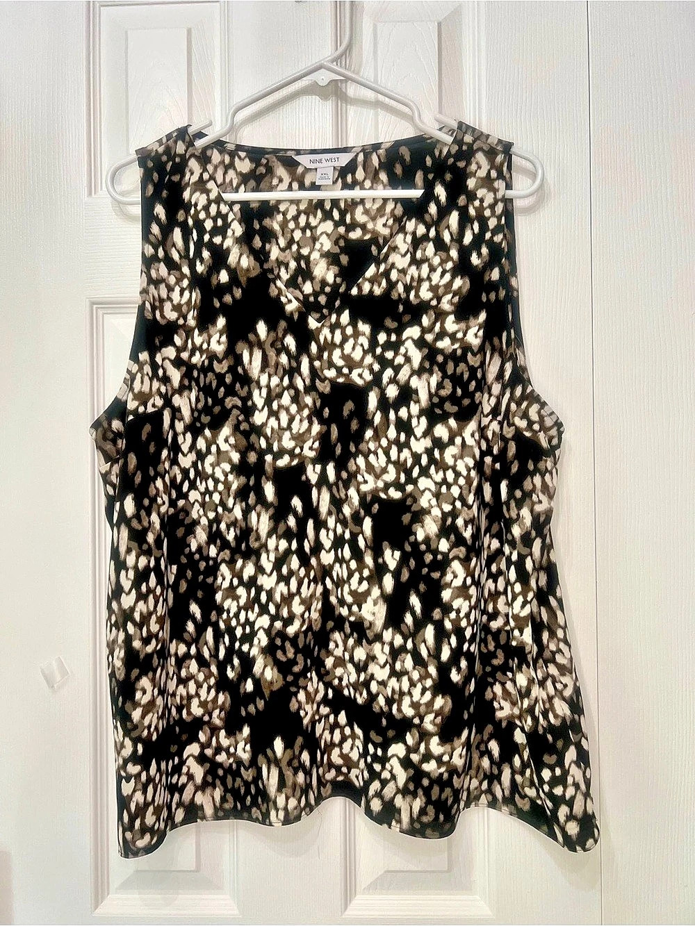 Nine West Animal Print Tank Top in Black & Brown Size XXL Like New